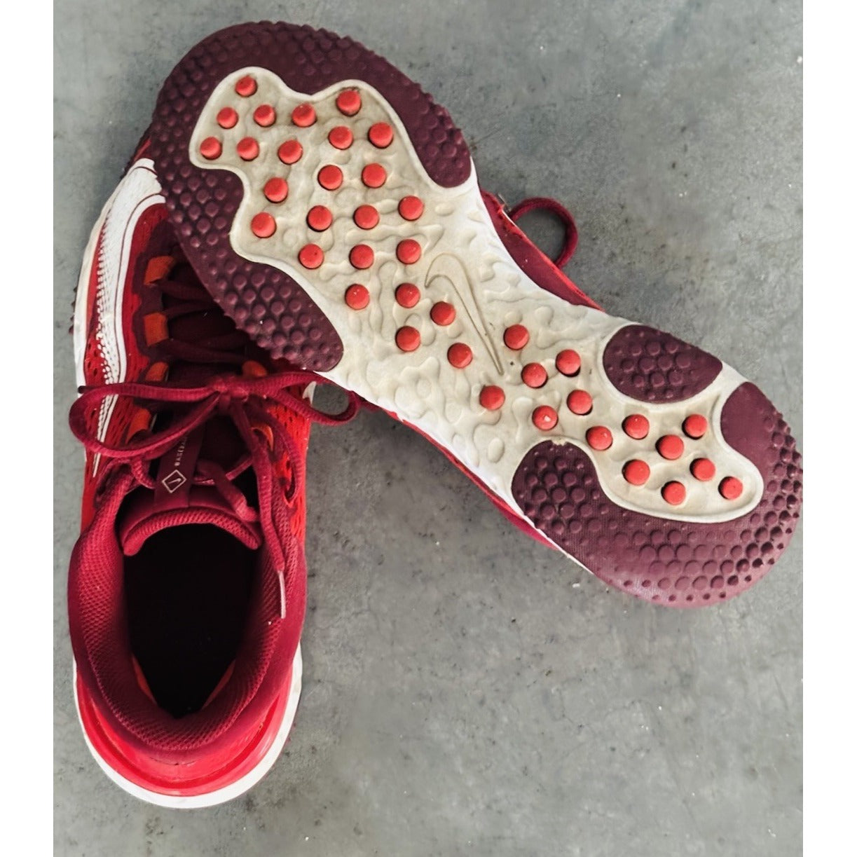 NIKE Alpha Huarache Elite 4 Turf Shoes Size 8 Mens Red White Baseball