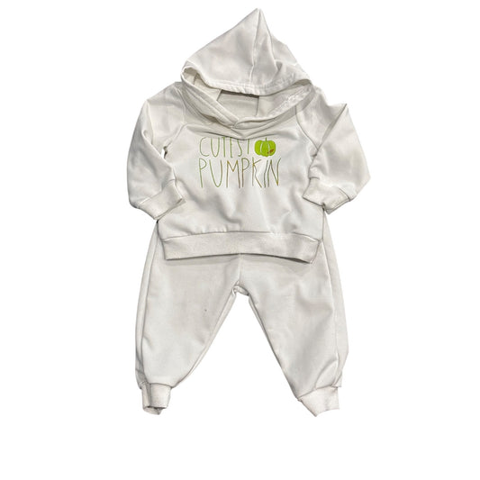 Toddler Hoodie & Jogger Set 6-9M White "Cutest Pumpkin" 100% Polyester