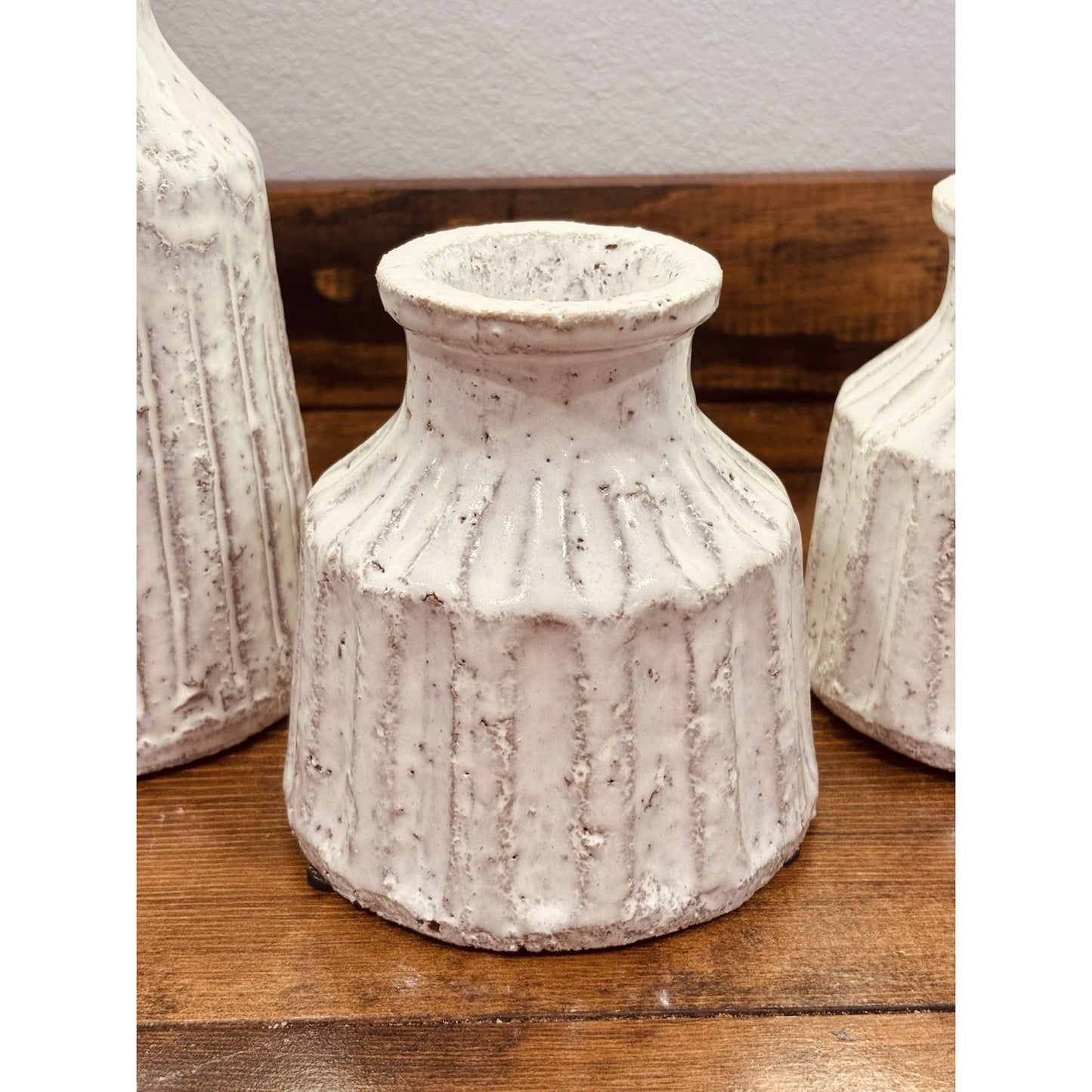 White decorative Set Of 3 Tercotta Pottery  Lot