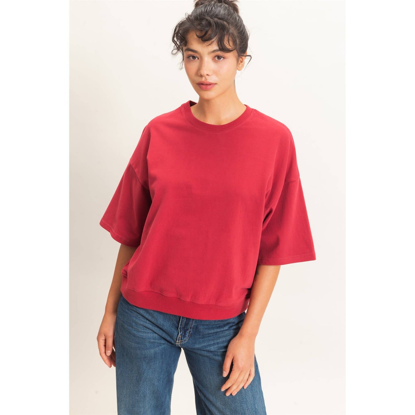 Double Zero Washed Crew Neck Short Sleeve Top