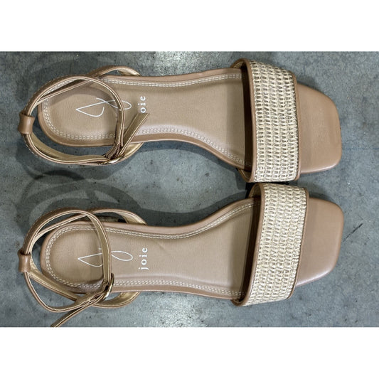 Joie Womens Size 8 Sandals Ivy Tan Boho Block Heel Ankle Strap