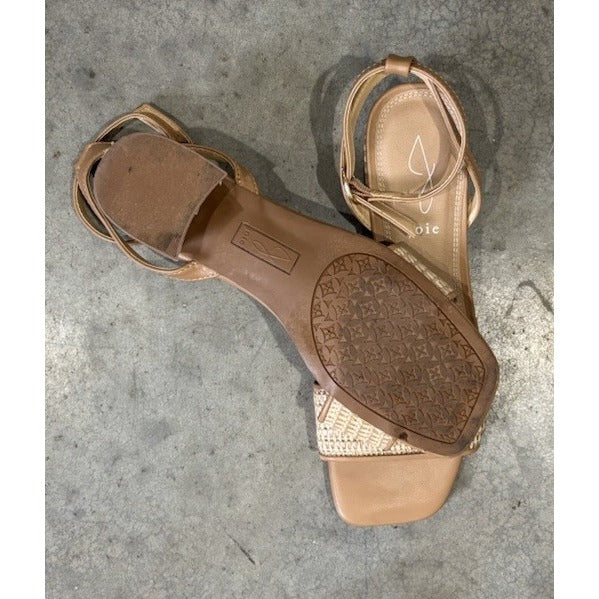 Joie Womens Size 8 Sandals Ivy Tan Boho Block Heel Ankle Strap