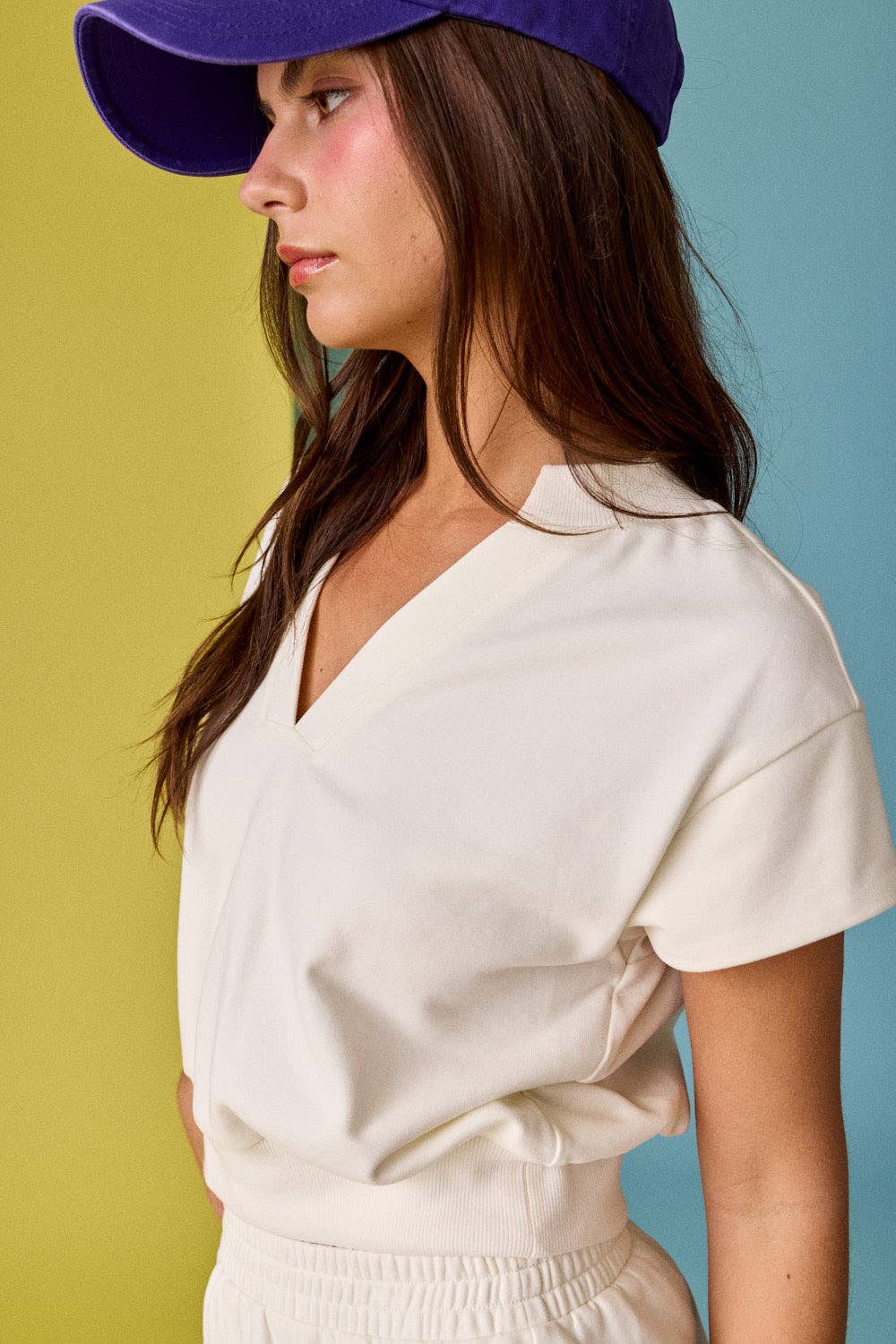 PX8760 V Neck Short Sleeve Top and Short Set