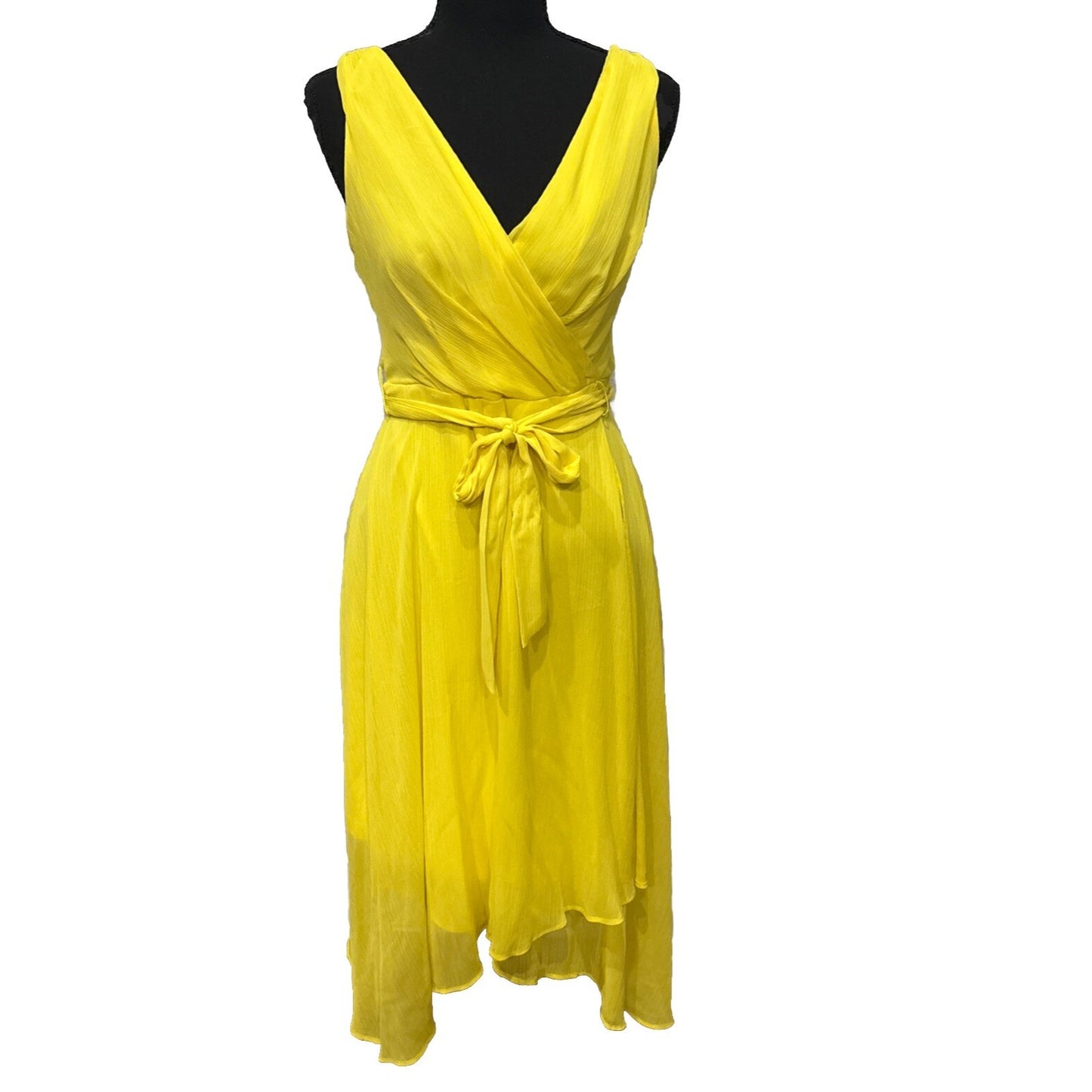 DKNY Women's Sleeveless Faux-Wrap Dress (Sunshine, 2) NWT