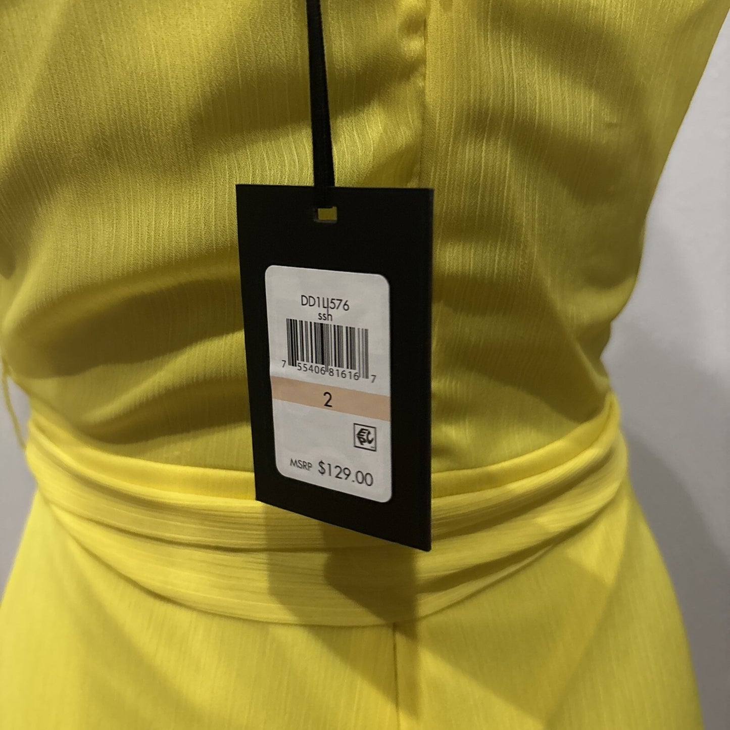 DKNY Women's Sleeveless Faux-Wrap Dress (Sunshine, 2) NWT