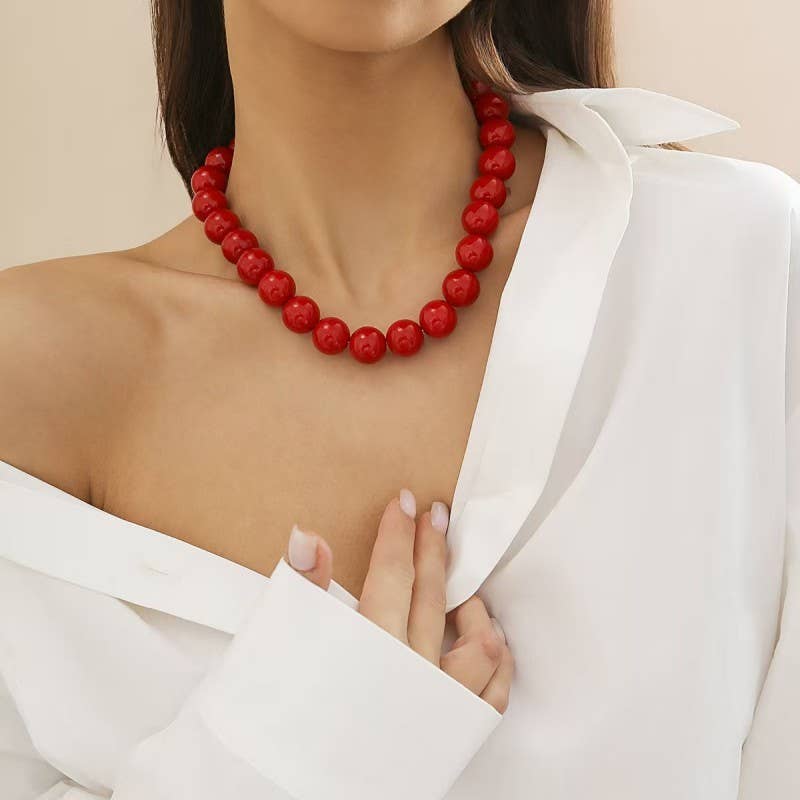 BOHO CHUNKY COLORFUL BEADED STATEMENT NECKLACE | 40NK9606