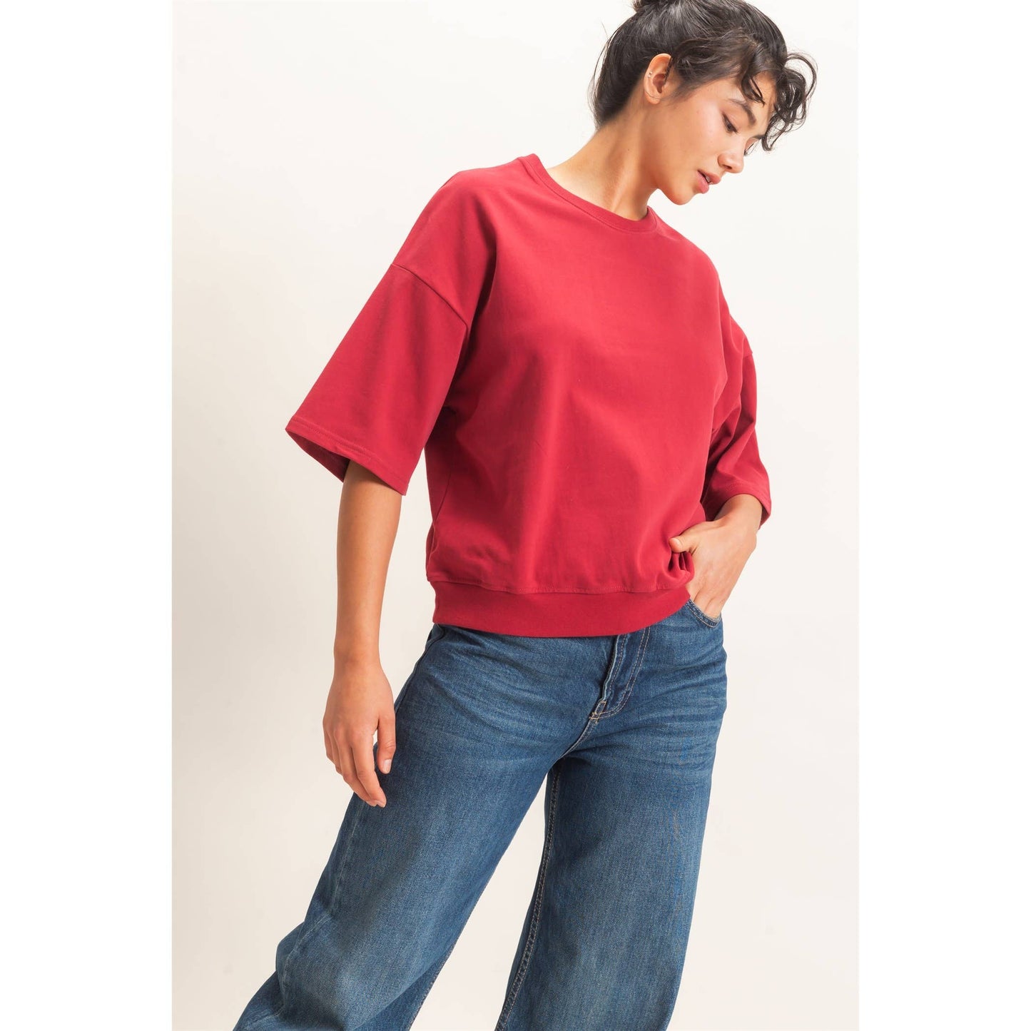 Double Zero Washed Crew Neck Short Sleeve Top