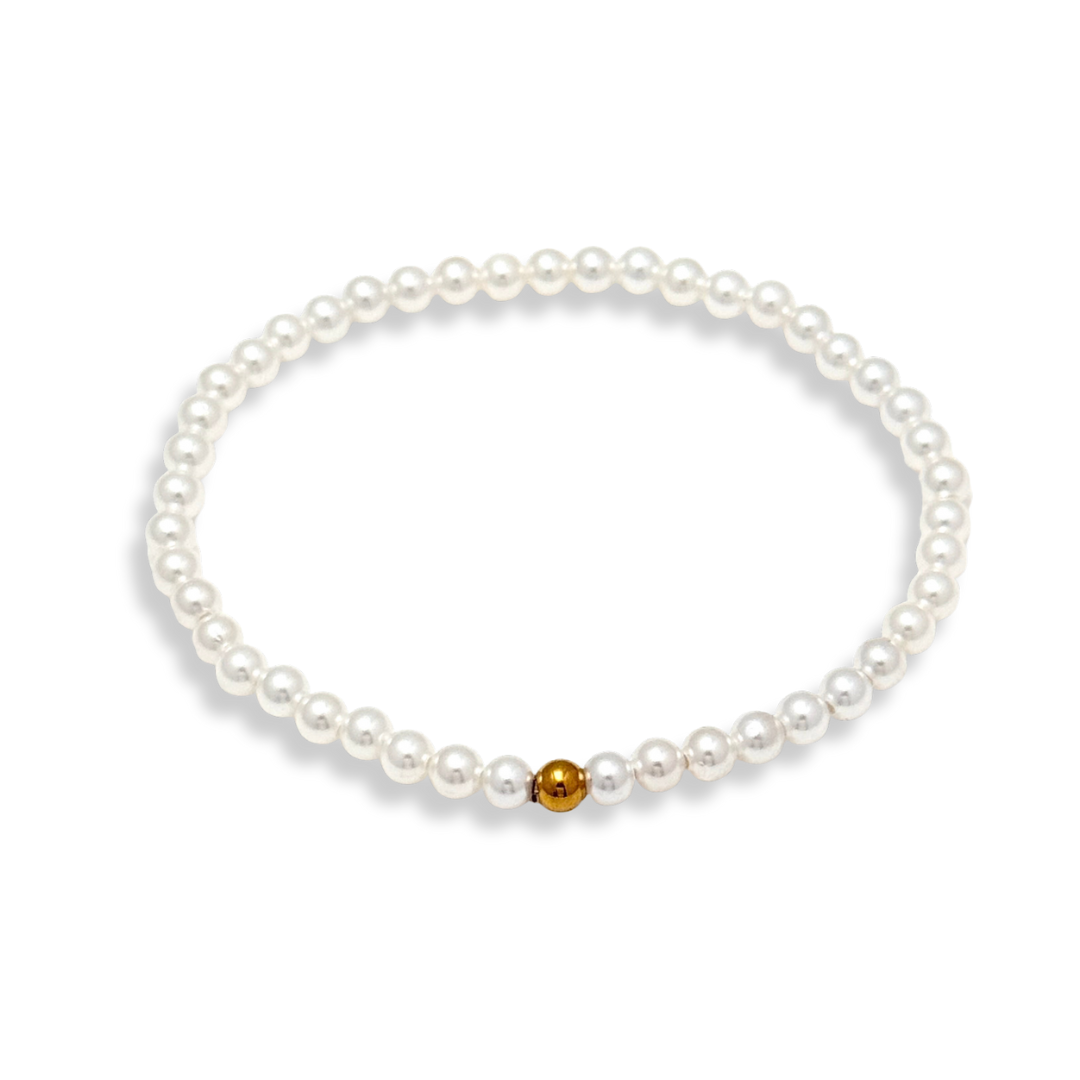 Pearl and Gold Beaded Bracelets Waterproof