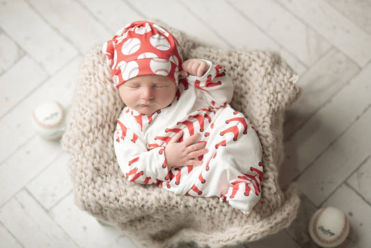 Infant Baseball Baby Gown and Hat