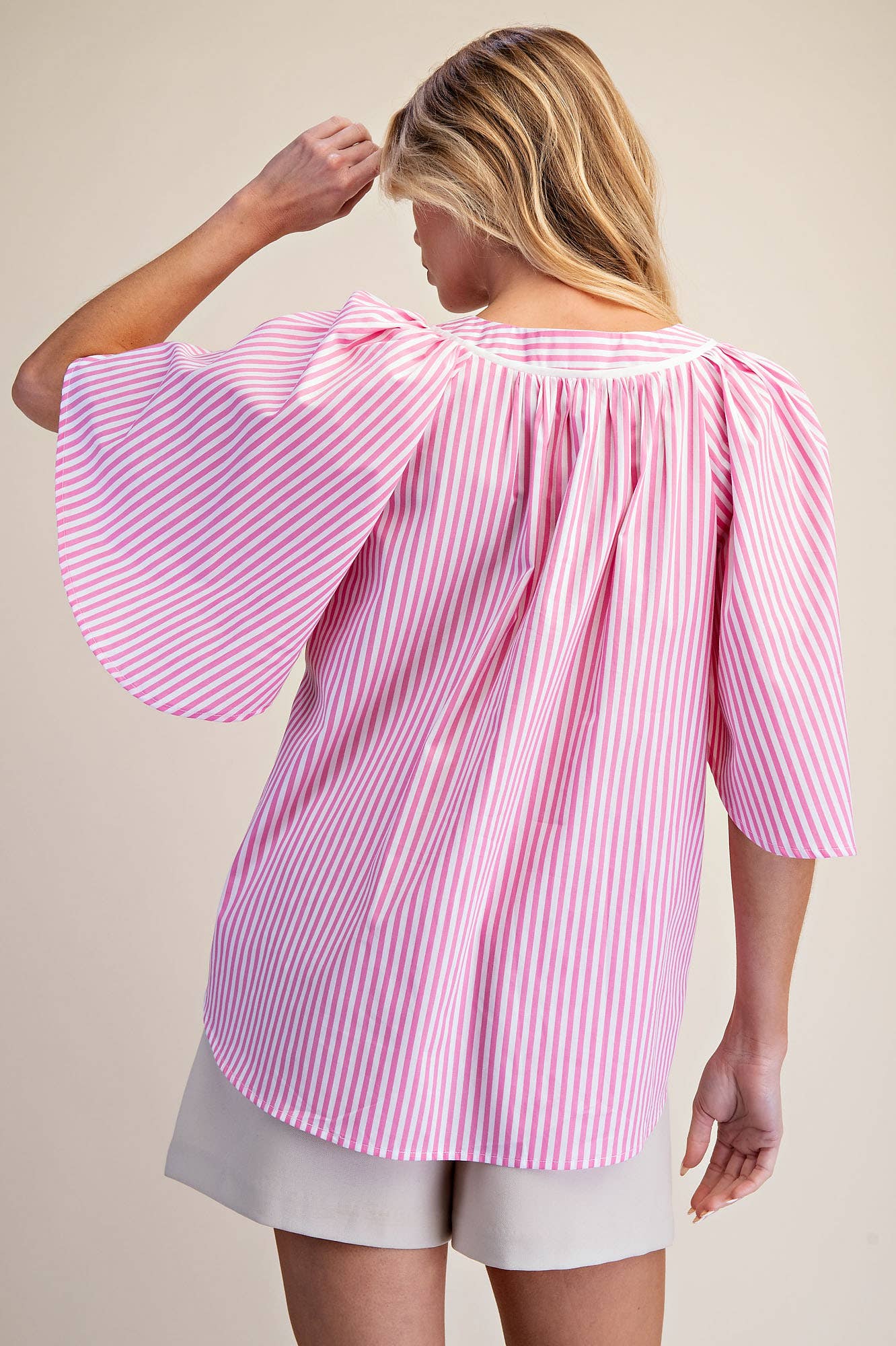 Glam V-Neck Oversized Flutter Sleeves Top
