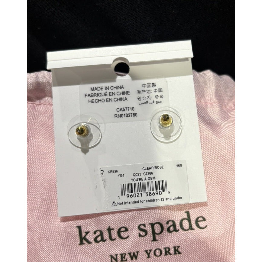 Kate Spade Round Small Rose Gold Tone You Are A Gem Earrings KE996