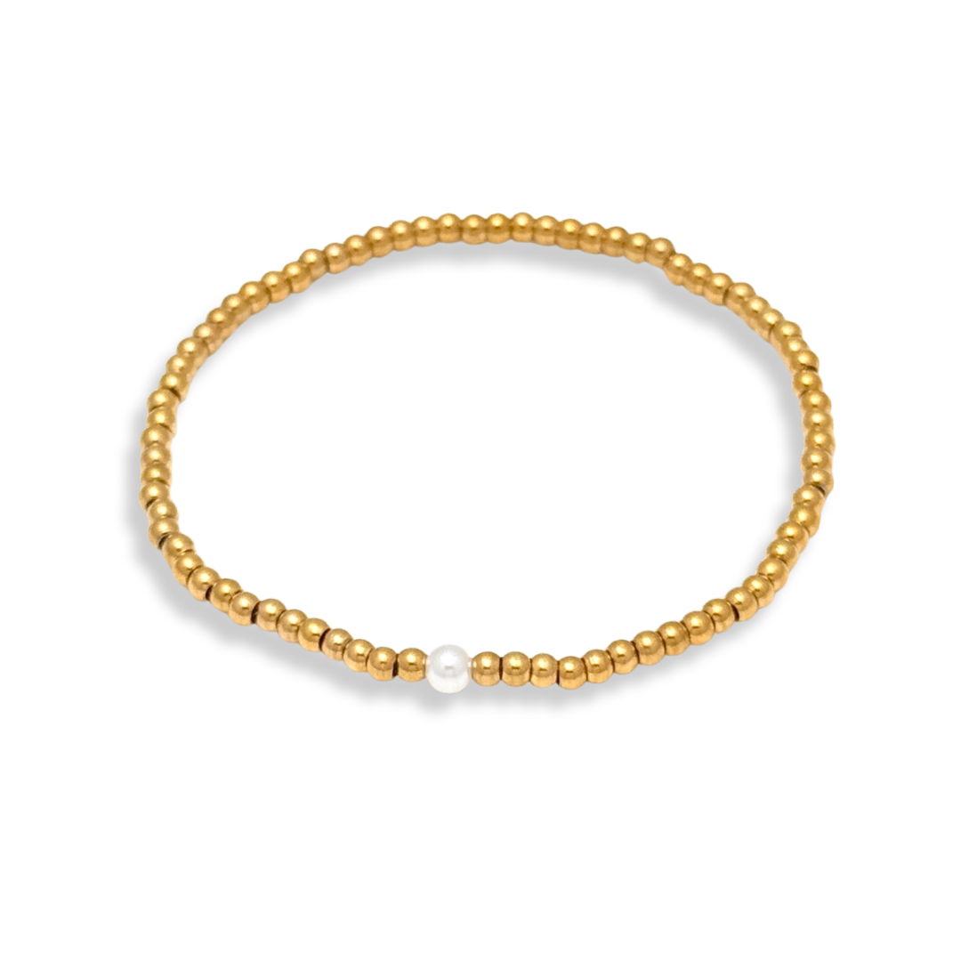 Pearl and Gold Beaded Bracelets Waterproof