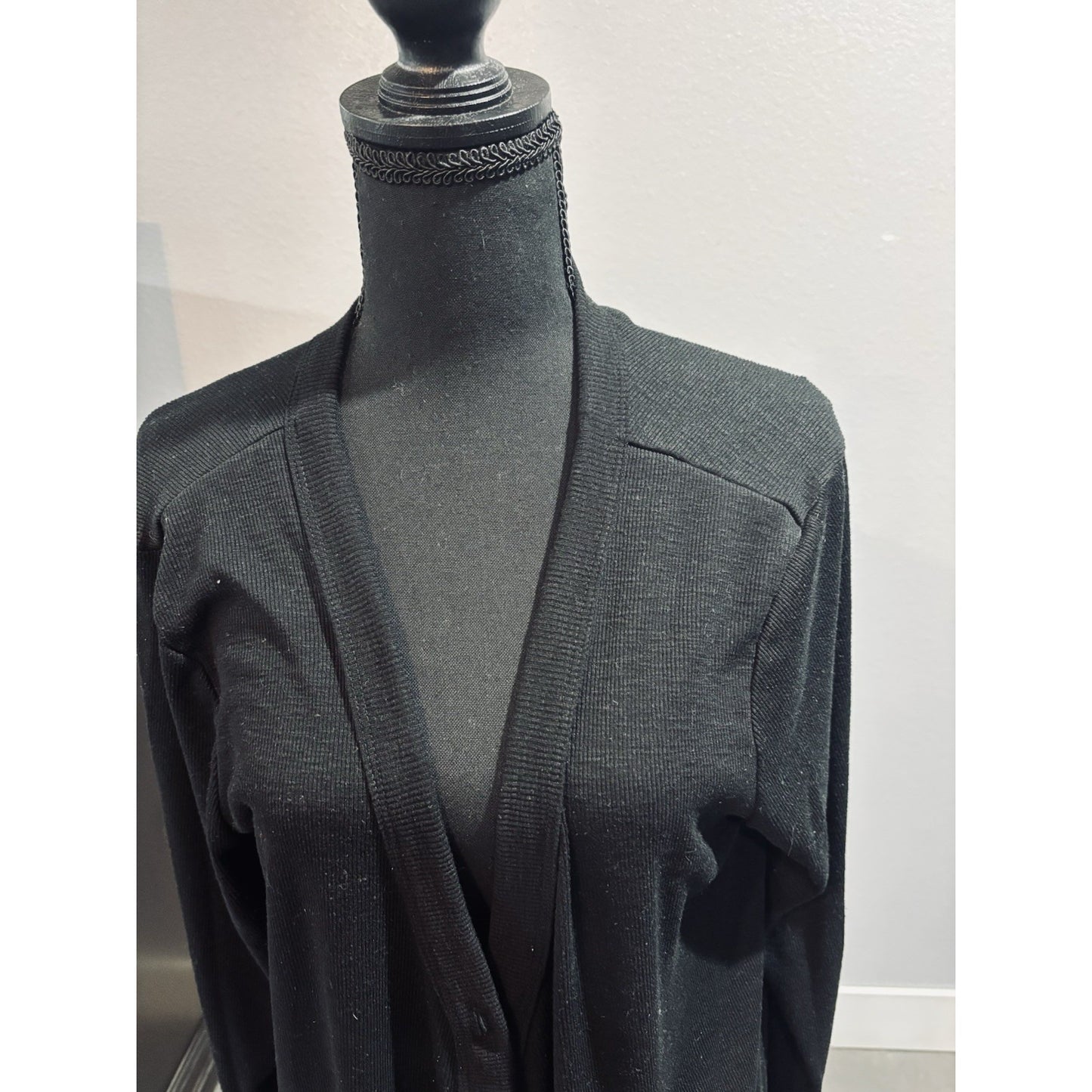 Wonderly Black Open Front Long Cardigan Size XL