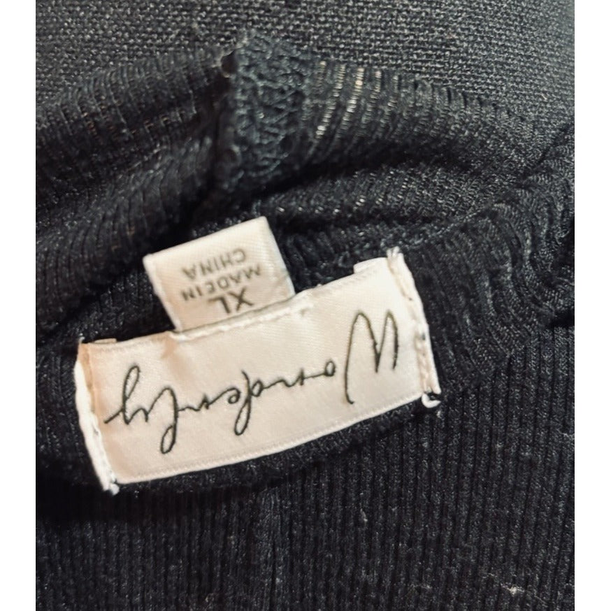 Wonderly Black Open Front Long Cardigan Size XL