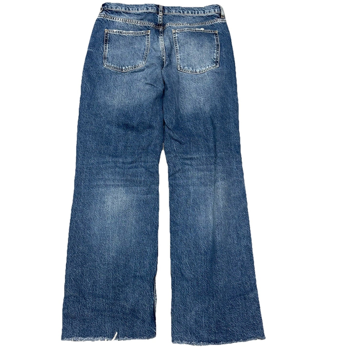 Zara Woman’s Wide Leg Jeans High Waisted Size 10 Raw Hem