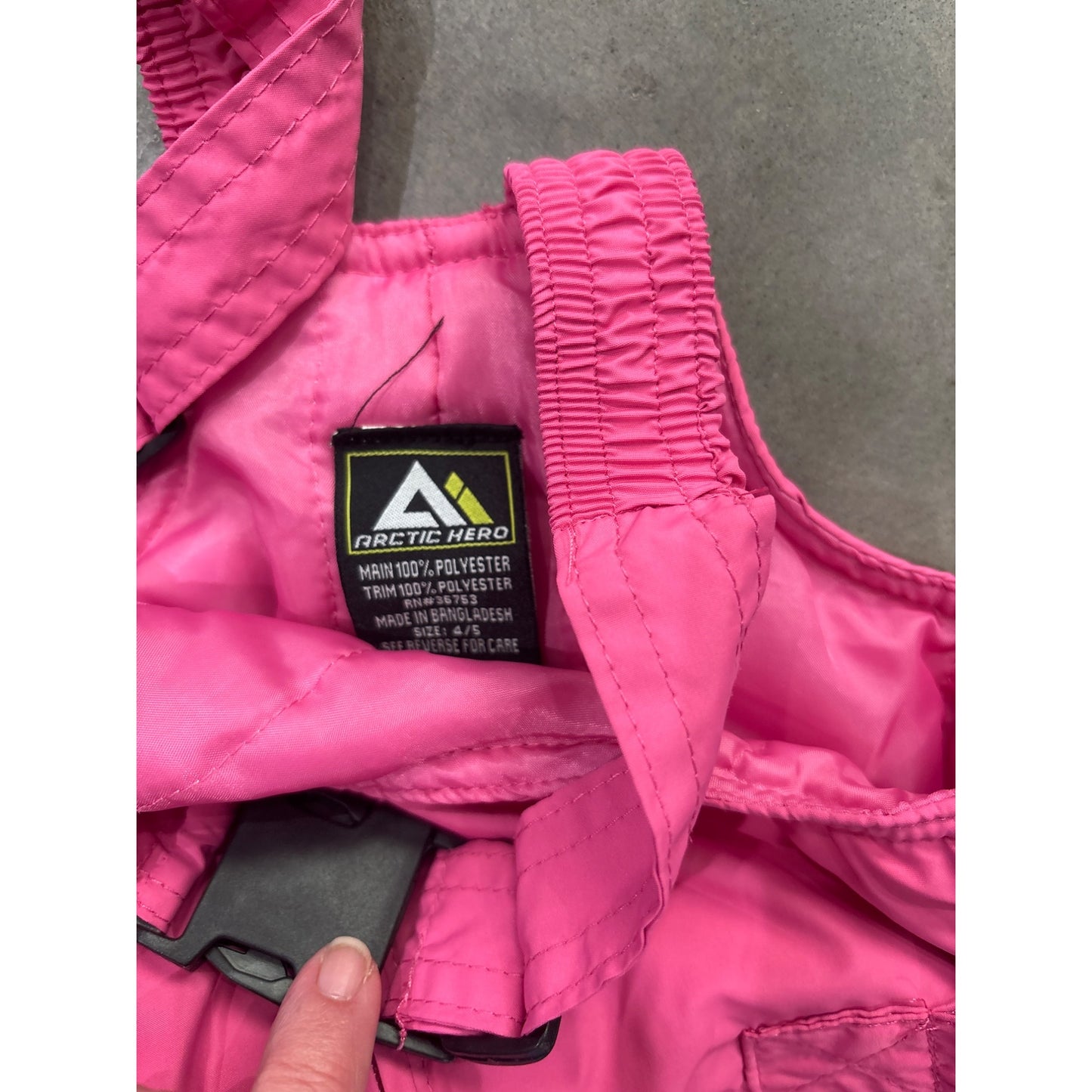 Arctic Hero Kids Insulated Pink Snow Bibs Size 4/5