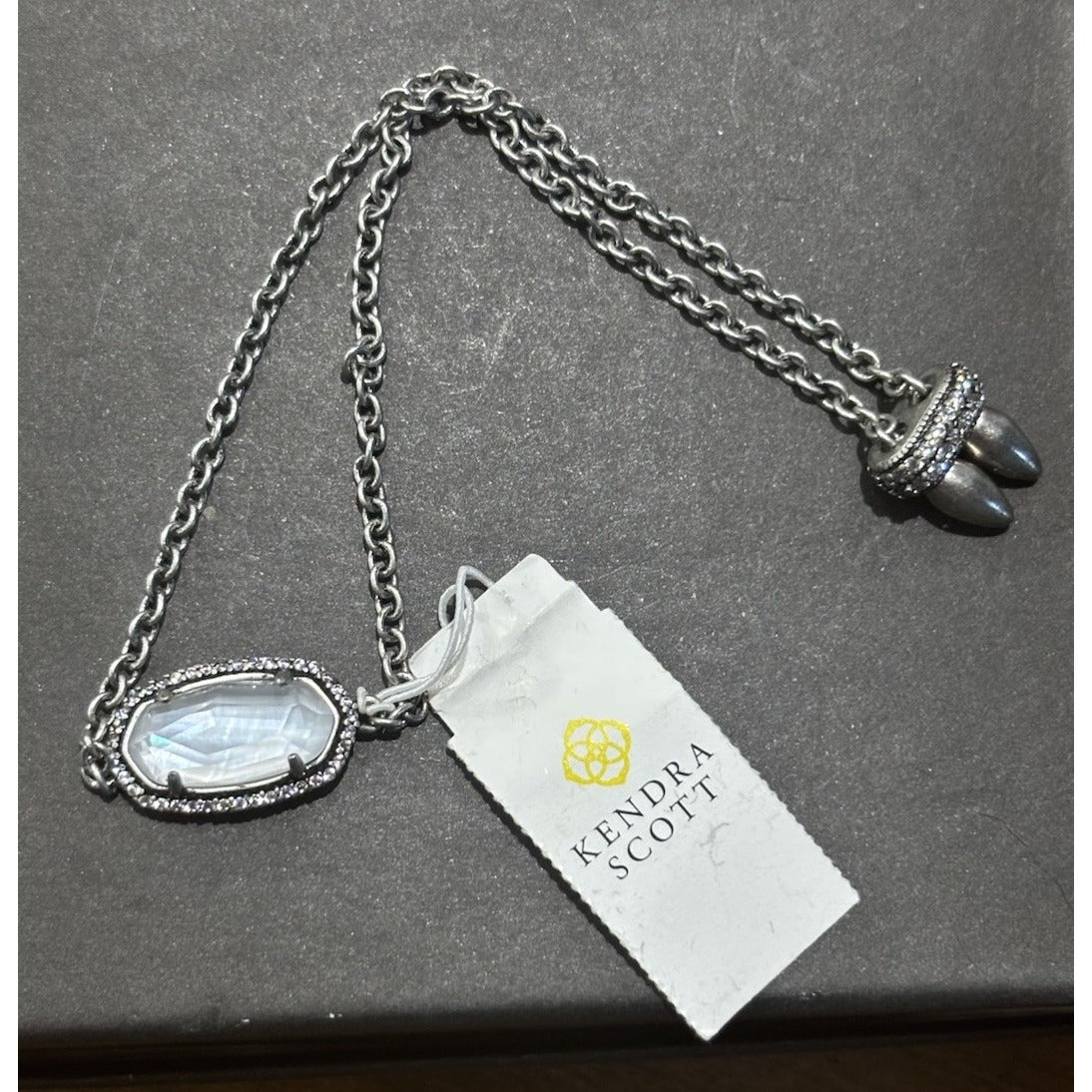 Kendra Scott Elaina Lux Bracelet Clear Glass Antique Silver Tone Crystal Halo