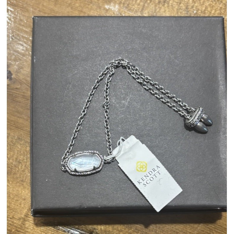 Kendra Scott Elaina Lux Bracelet Clear Glass Antique Silver Tone Crystal Halo