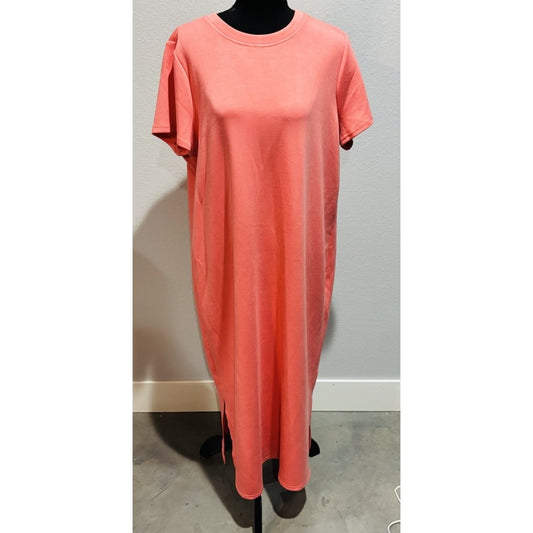 Wonderly Short Sleeve Long Coral Tshirt Dress NWT Size XL