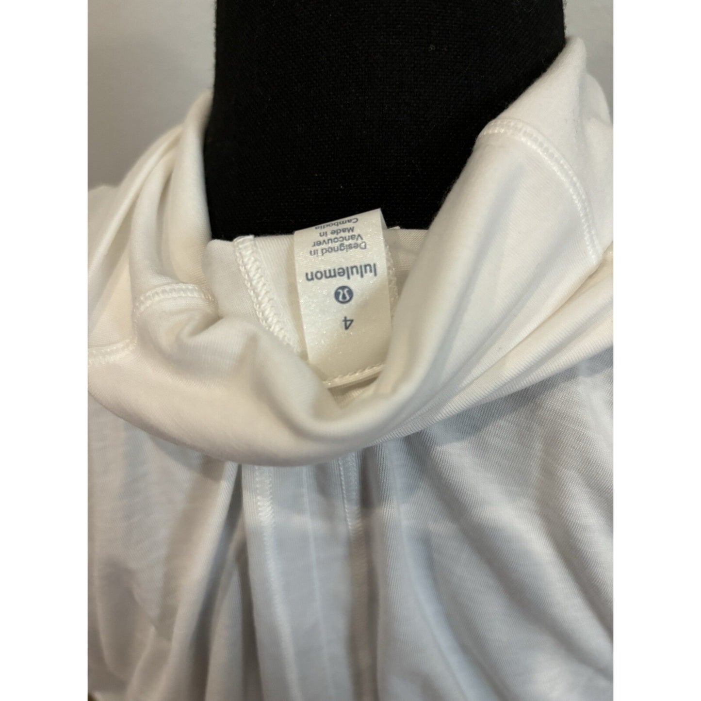 Lululemon Cowl Neck Top White With Back Split Size 4