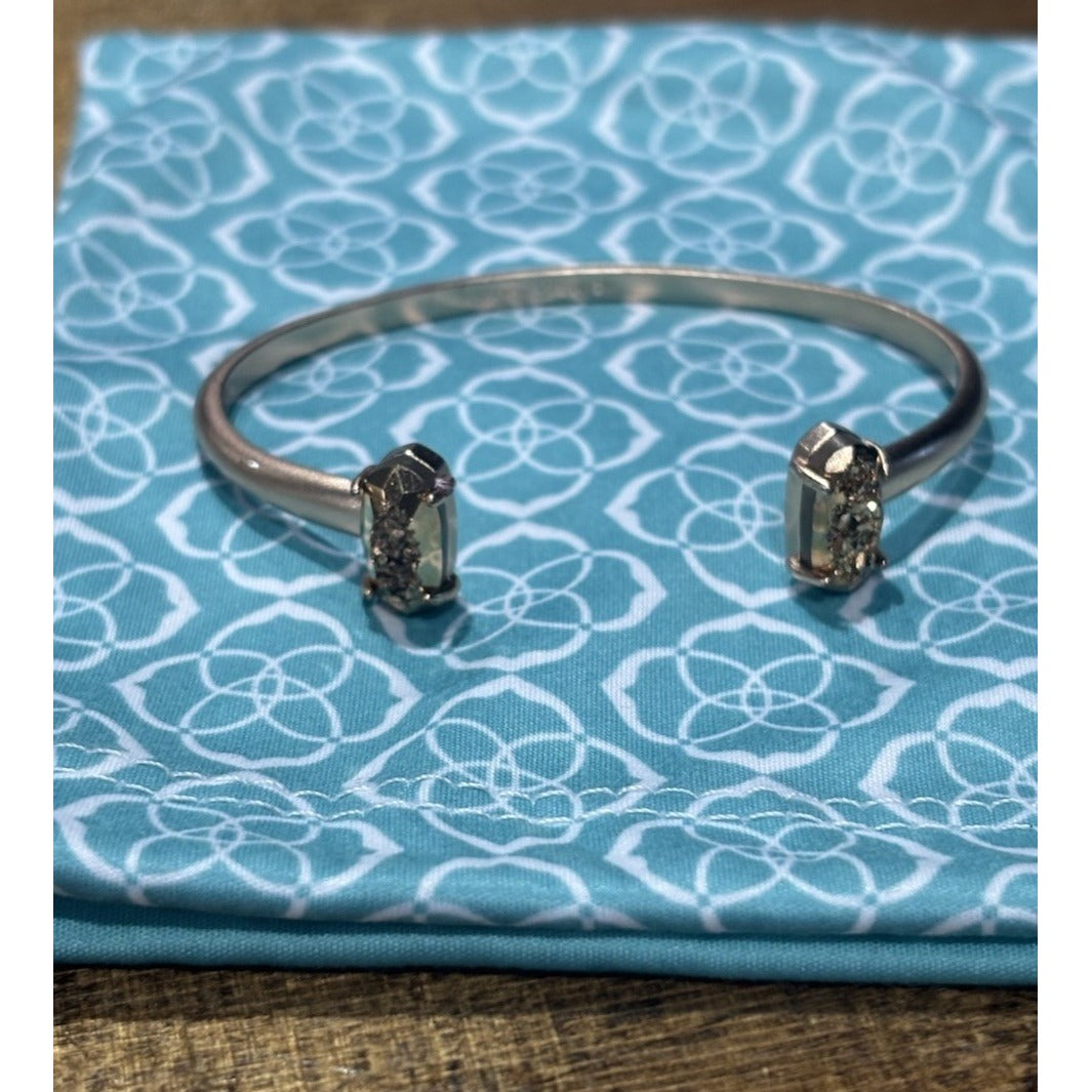 KENDRA SCOTT ROSE GOLD TONE EDIE BRACELET ROSE DRUSY OPEN ADJUSTABLE