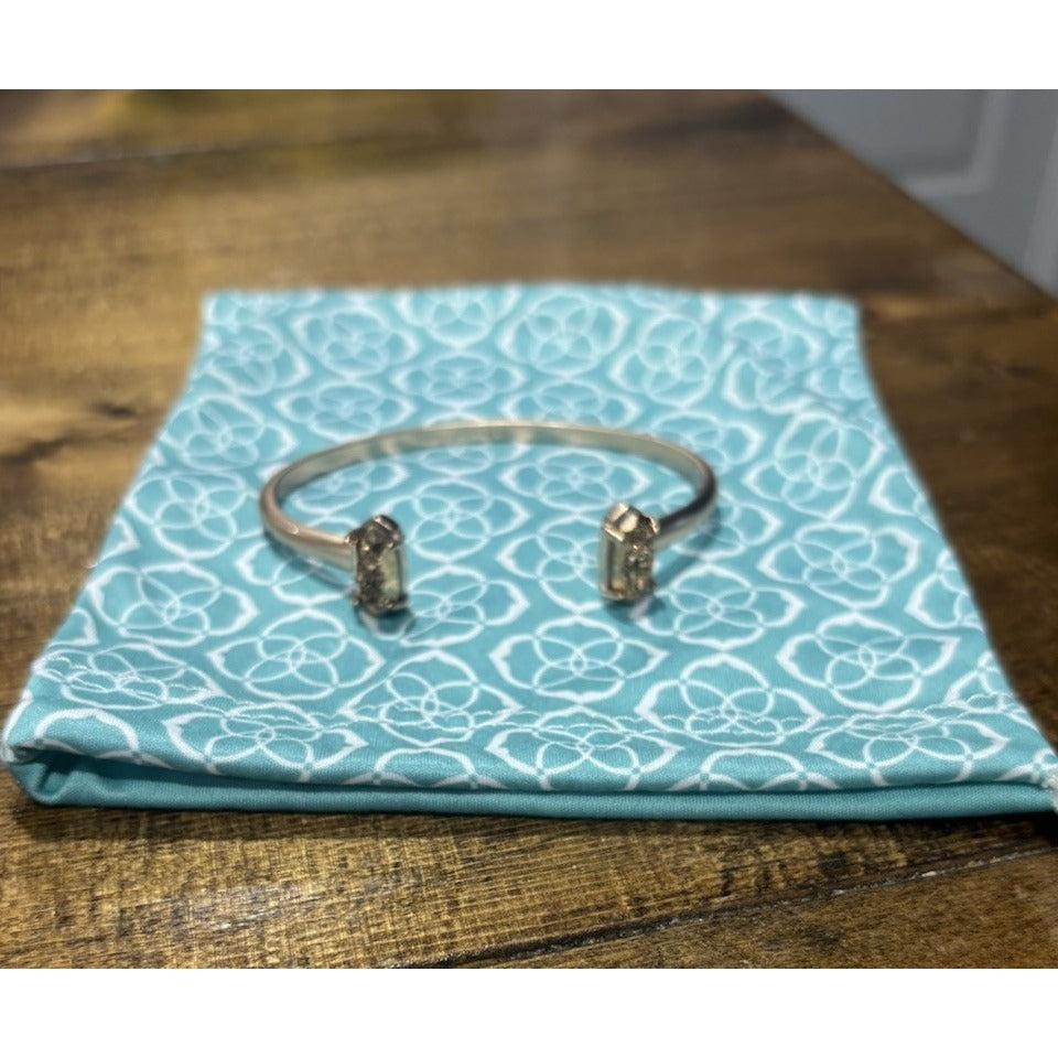 KENDRA SCOTT ROSE GOLD TONE EDIE BRACELET ROSE DRUSY OPEN ADJUSTABLE