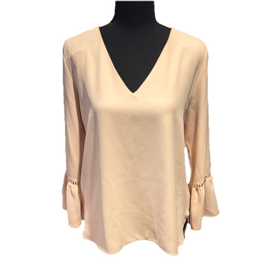 Calvin Klein Women's Bell Sleeve with Lace Detail, Soft Peach, M