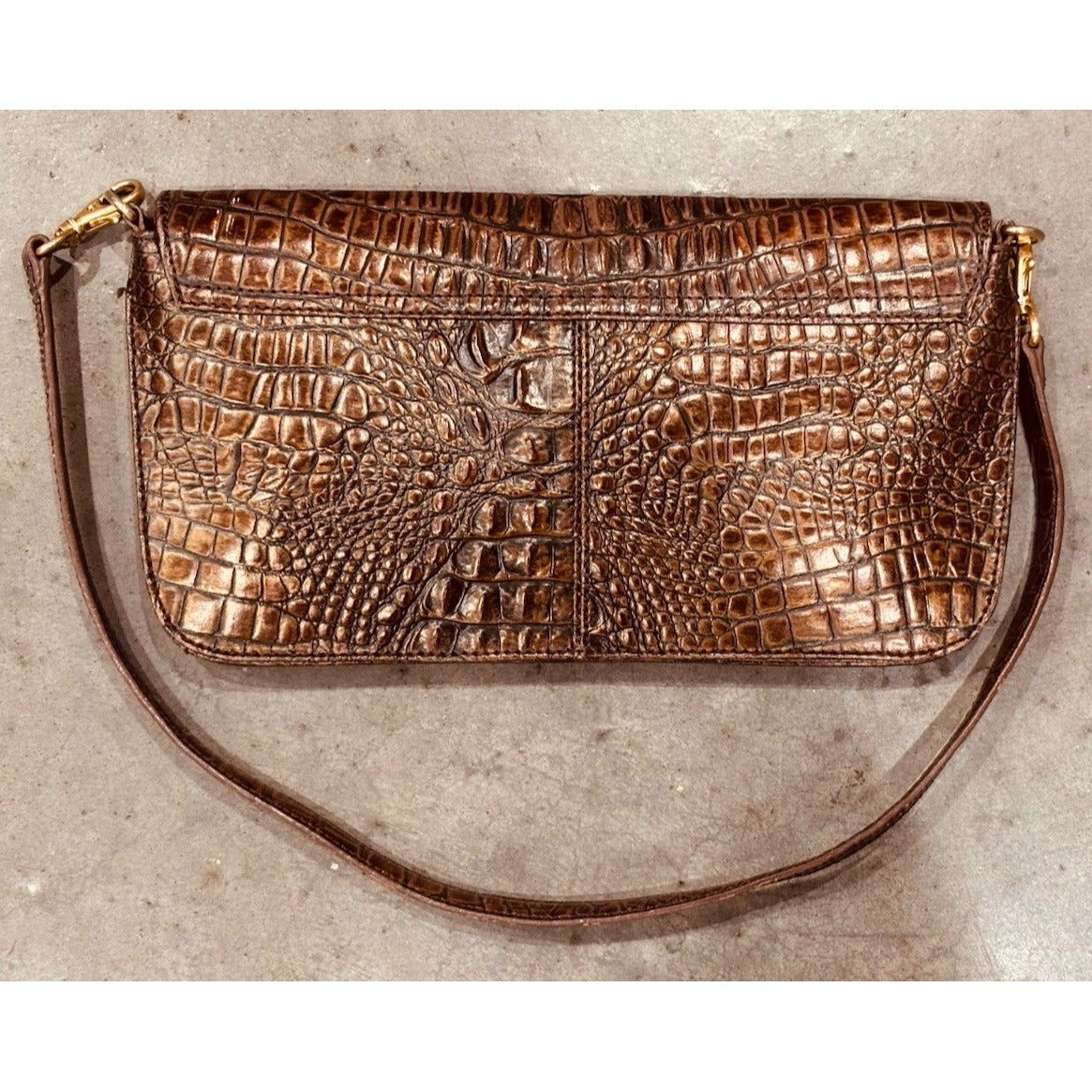 Preston & York Brown Leather Clutch Shoulder Evening Bag Purse (TD)