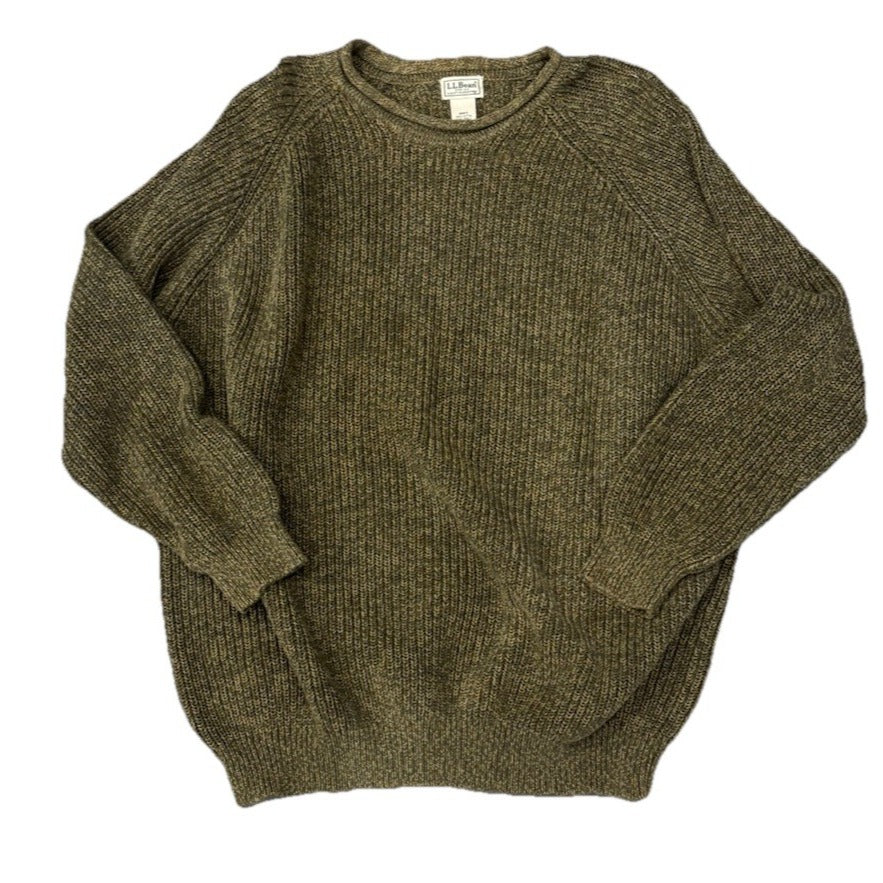 LL Bean Ivory Roll Neck Knit Sweater Mens Size 2XL Tall 100% Cotton Fisherman