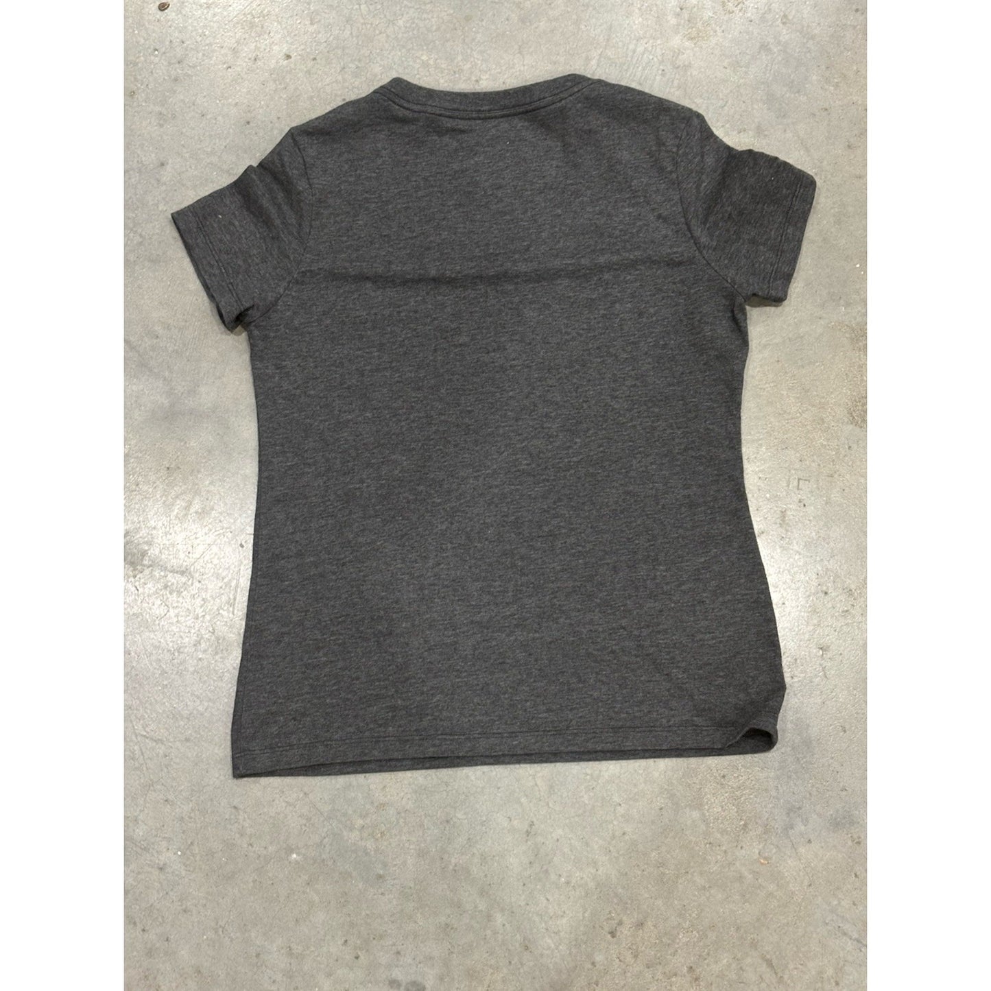PATAGONIA WOMENS SIZE SMALL SLIM FIT V-NECK GRAY SPELL OUT TSHIRT