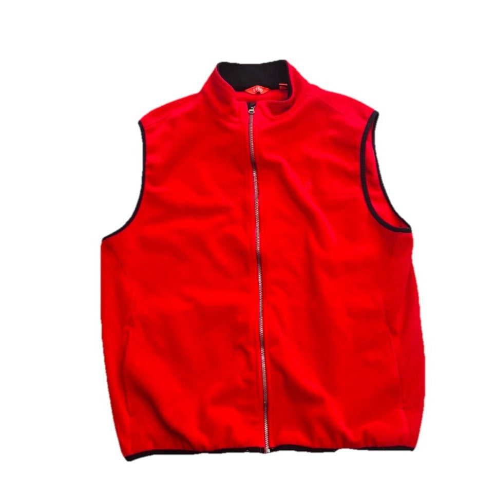 Izod Sweater Men Large Adult Red Full Zip Fleece Sleeveless Polyester Vest