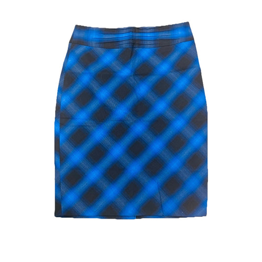 NWT The Limited Black Blue Plaid Straight Pencil Skirt Size 4