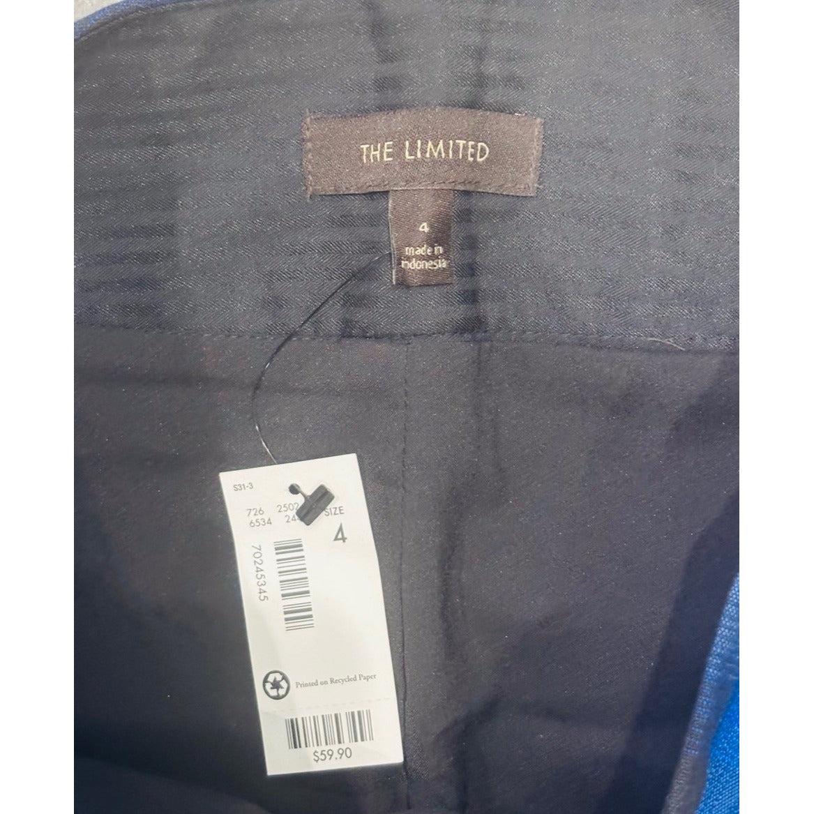 NWT The Limited Black Blue Plaid Straight Pencil Skirt Size 4