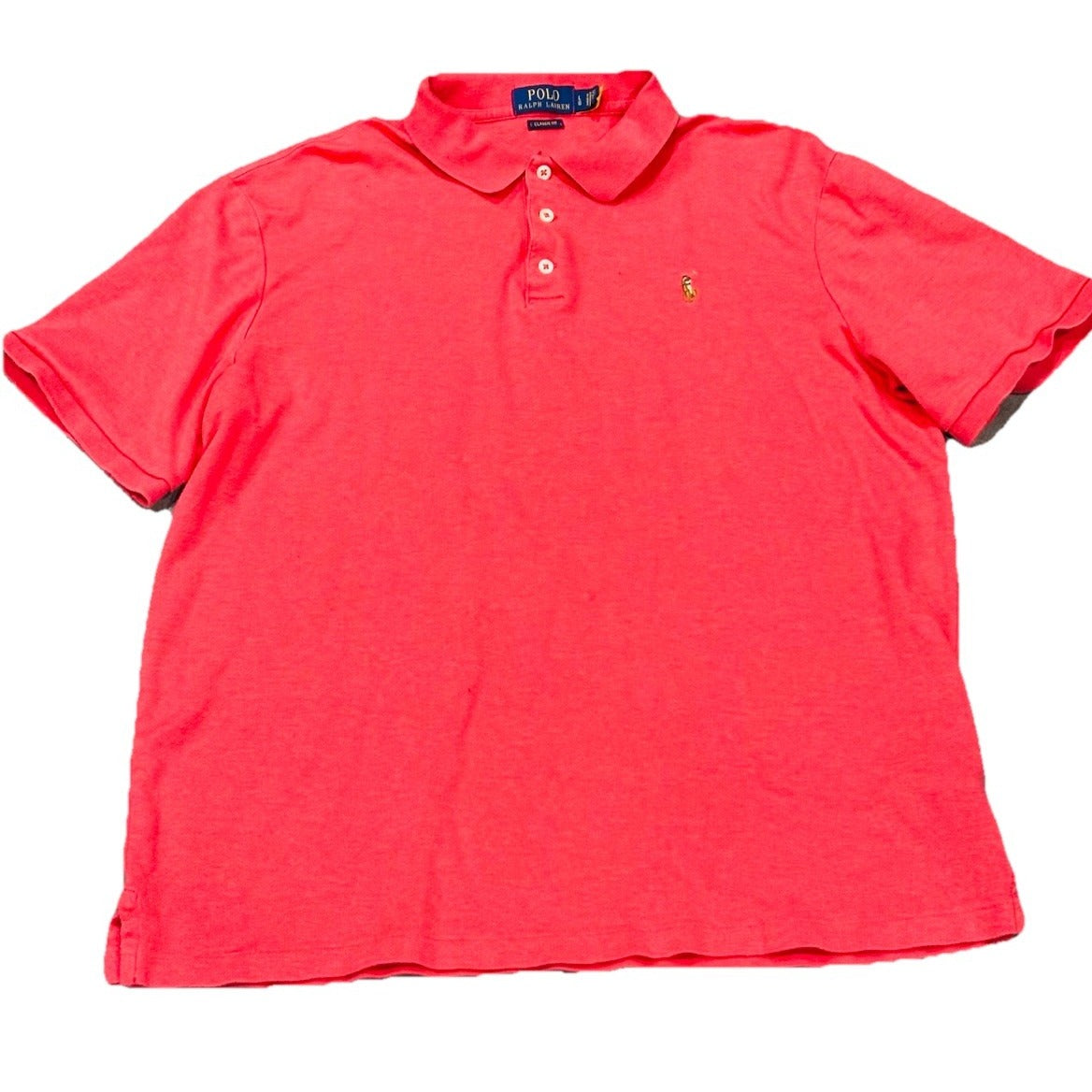 Polo Ralph Lauren Mens Short Sleeve Shirt Red 100% Cotton Mesh Classic Fit