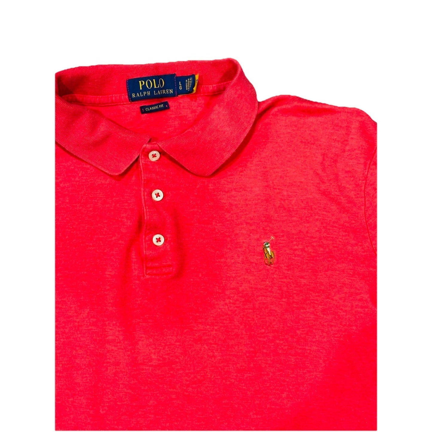 Polo Ralph Lauren Mens Short Sleeve Shirt Red 100% Cotton Mesh Classic Fit