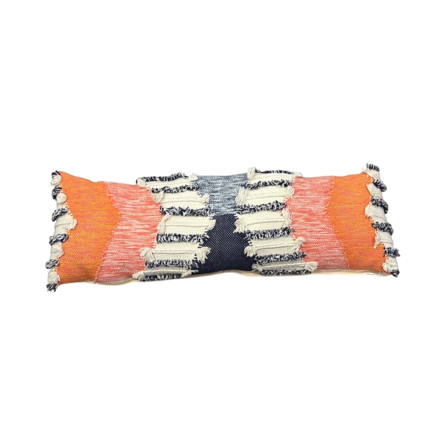 Geometric decorative long Woven Lumbar Pillow Cover With Fringe