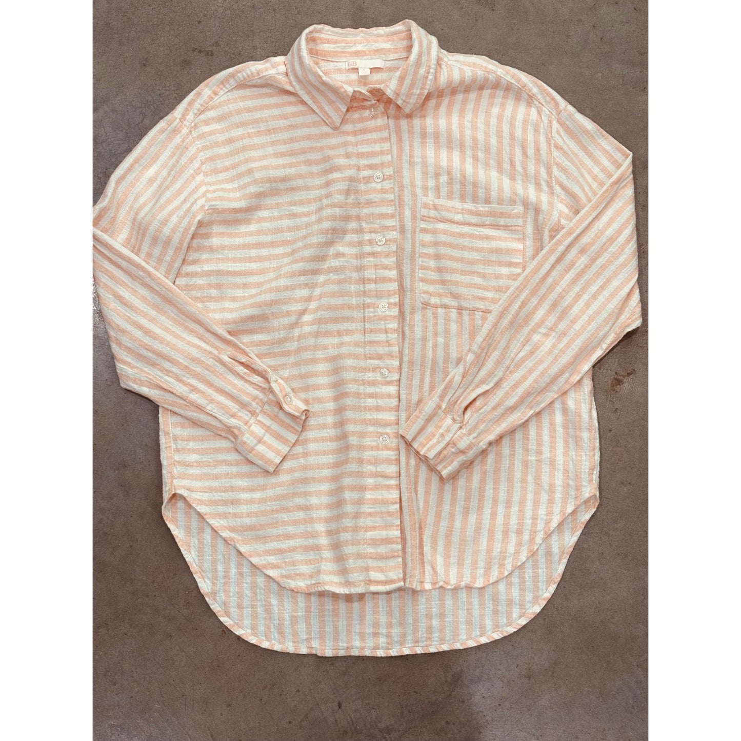 GB Womens Striped Button-Up Shirt & Shorts Set size small