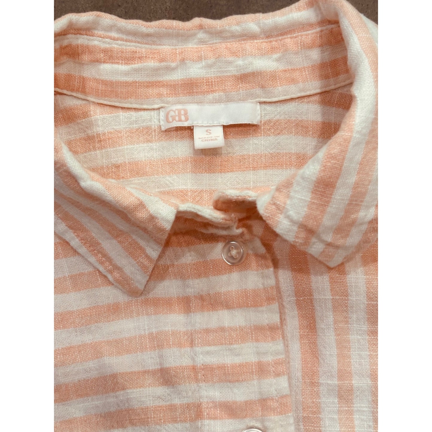 GB Womens Striped Button-Up Shirt & Shorts Set size small