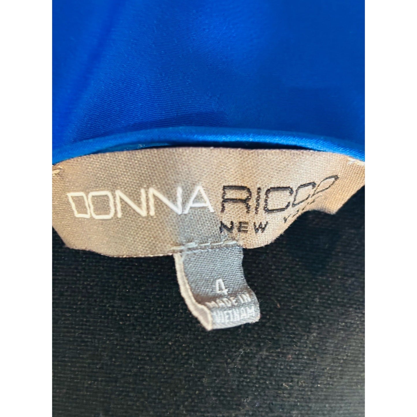 DONNA RICCO Dress Royal Blue Shot Sleeve Shift Size 4