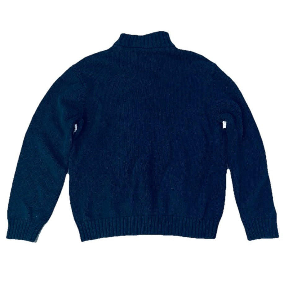 Men's Chaps 1/4 Zip Pullover Sweater Large Black Blue Cream Knit