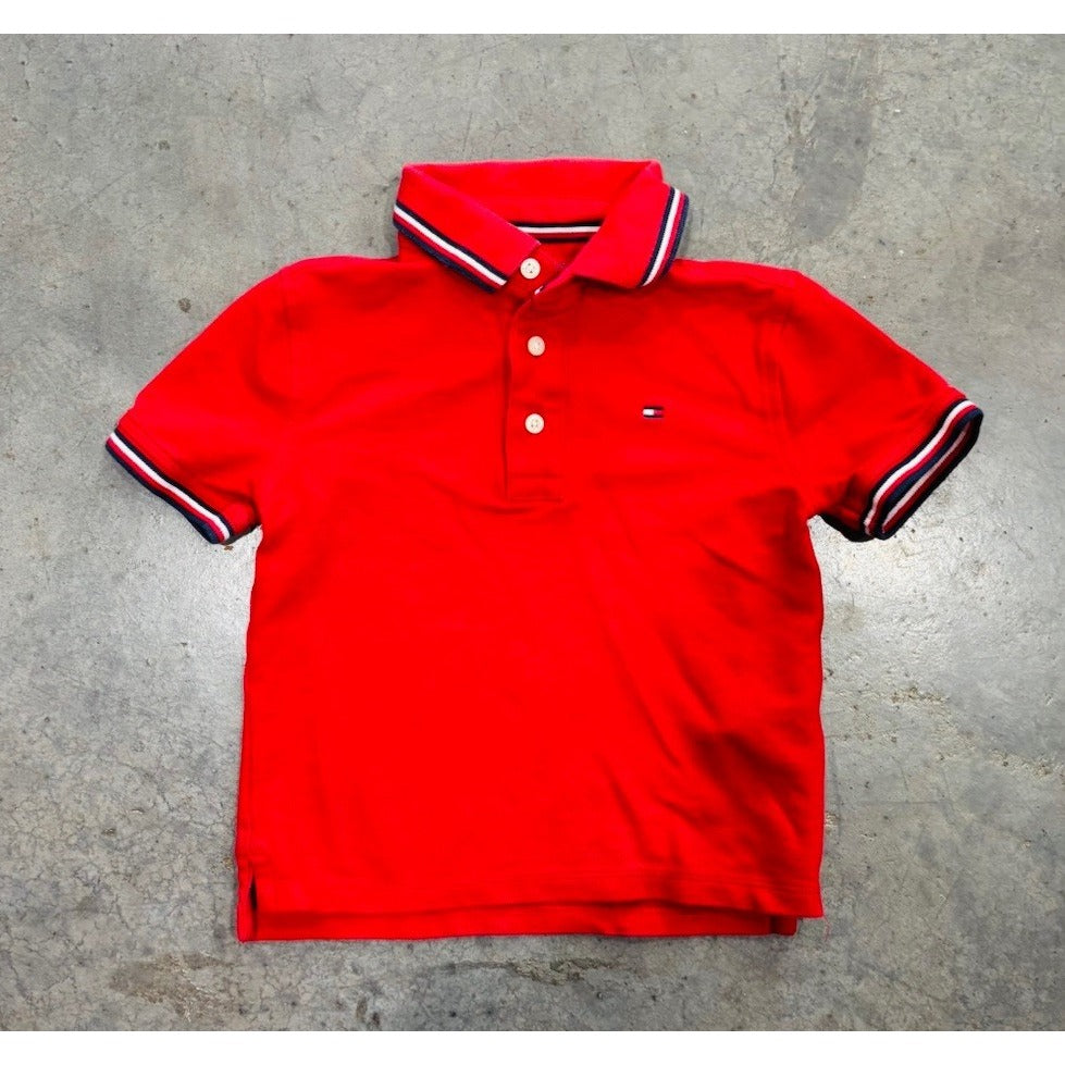 Tommy Hilfiger Boys Red Polo Shirt Size 4