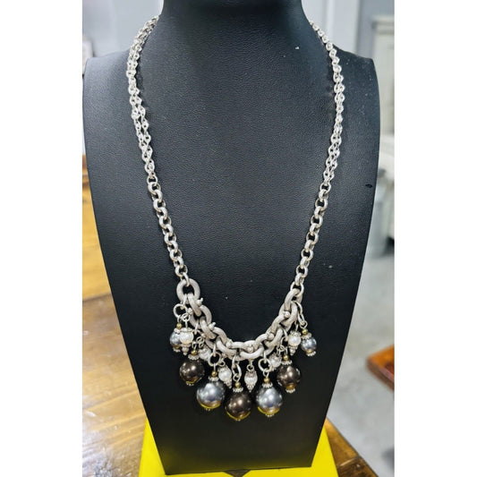 Brighton BAUBLE BATH Gray Pearl Dangle Necklace