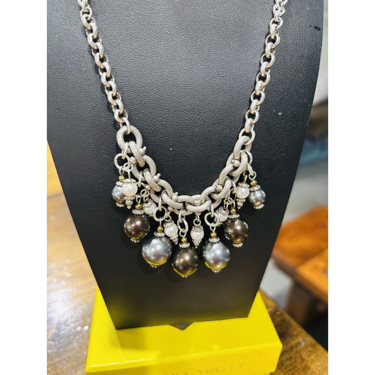 Brighton BAUBLE BATH Gray Pearl Dangle Necklace