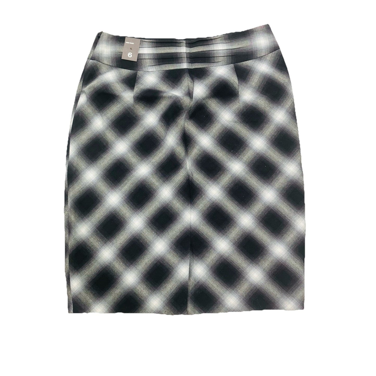 NWT The Limited Woman’s Size 6 Black  Plaid Pencil Skirt Back Slit, Side Zipper