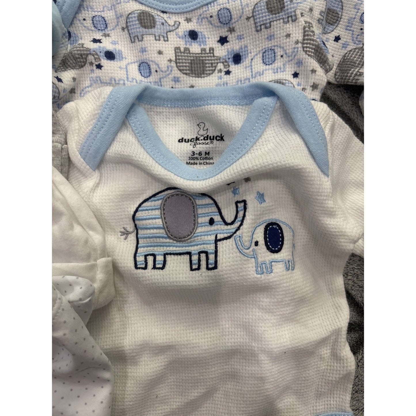 Baby Boy Clothing Set Size 0-6M Duck & Duck Goose and Scene and Heard Elephant & Stripes