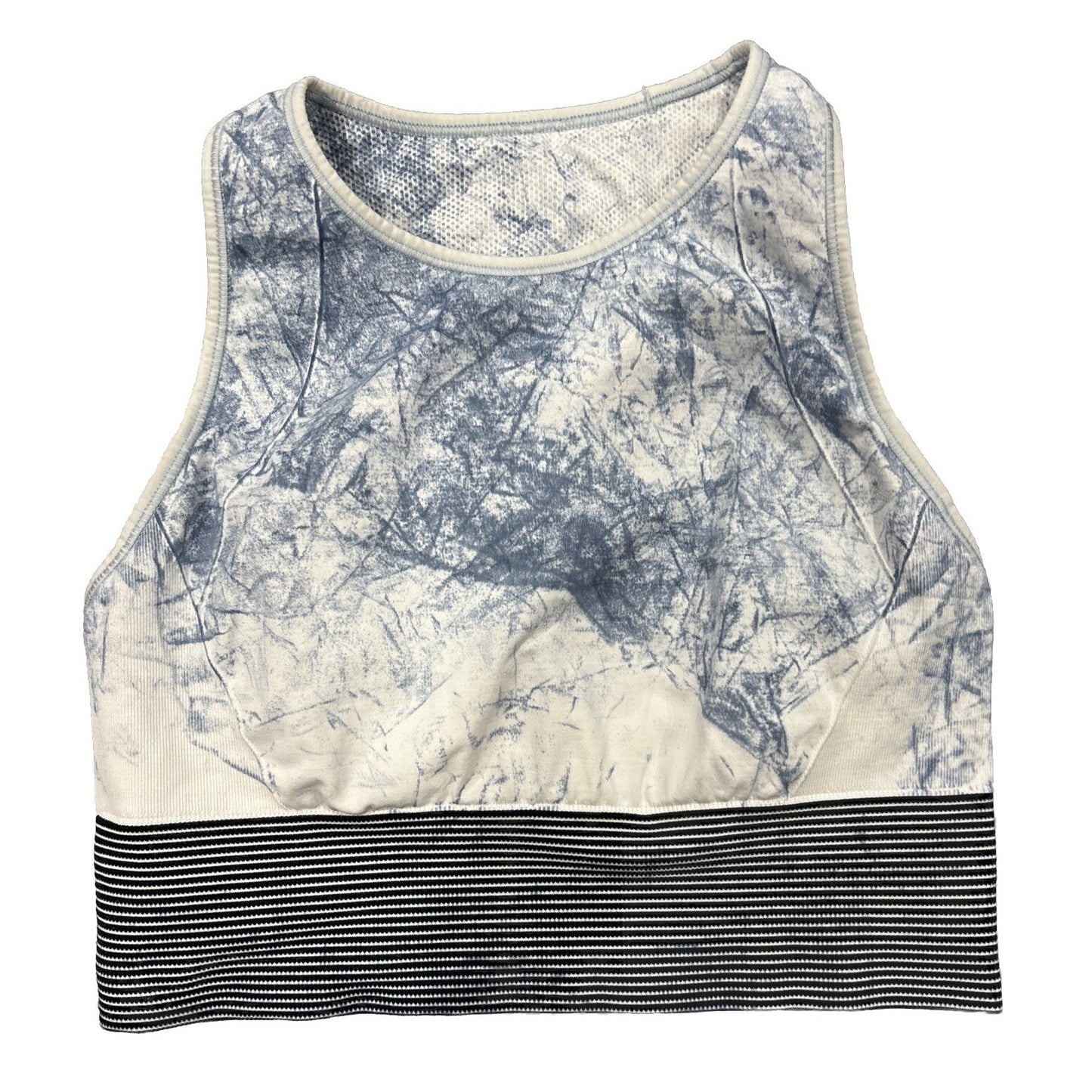 Lululemon Ebb to Train Bra Top White Luna Tie Dye Striped Blue Sports 6