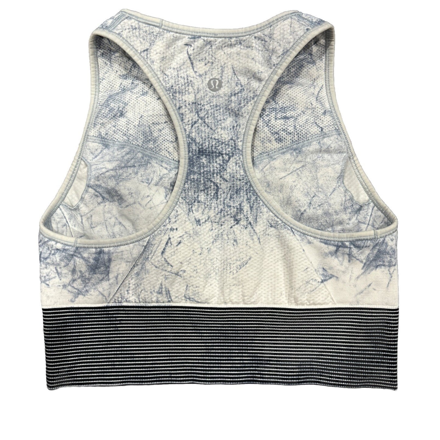 Lululemon Ebb to Train Bra Top White Luna Tie Dye Striped Blue Sports 6