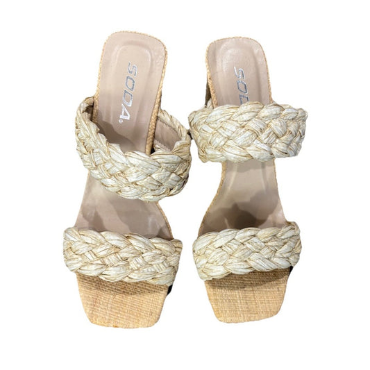 Soda Braided Slip On Heels Natural Color Size 6.5 NWOT