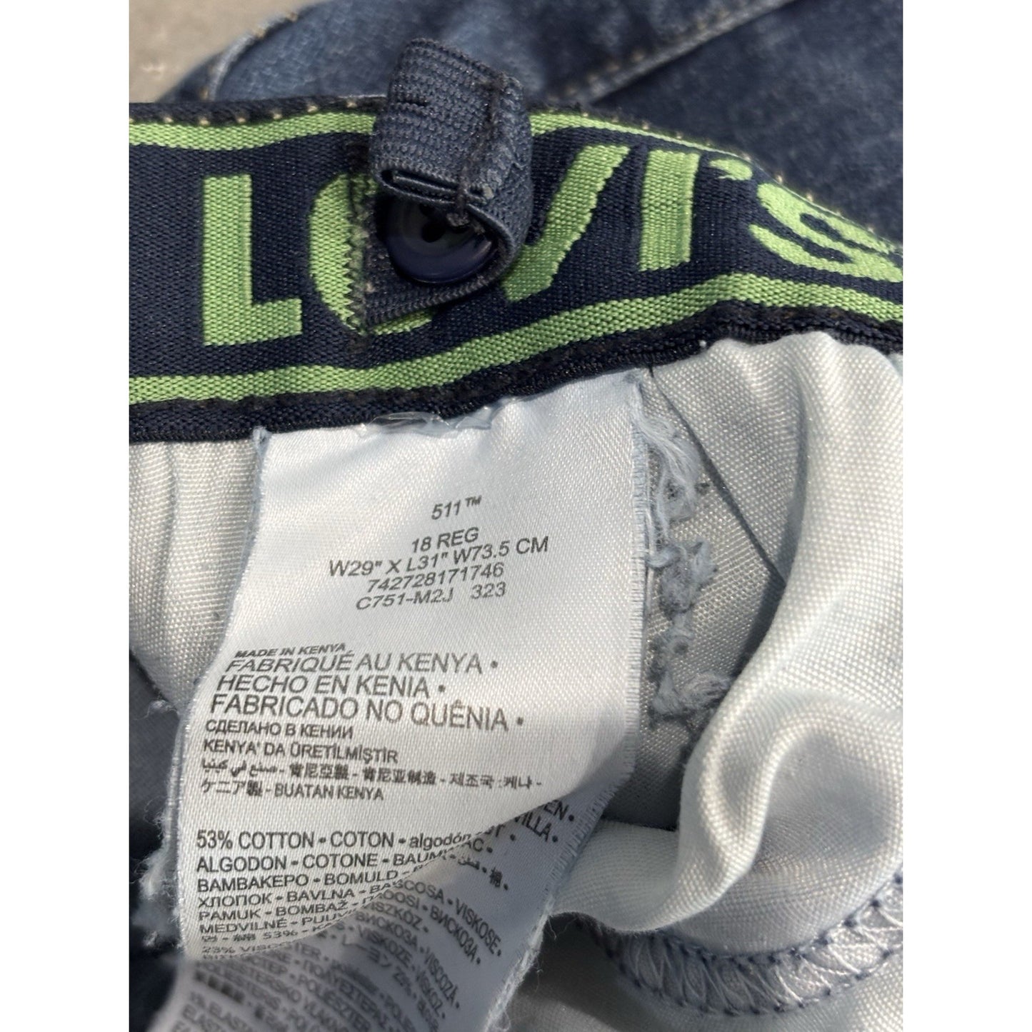 Levis 511 Jeans Size 18 Regular 29 x 31  Blue Denim Youth