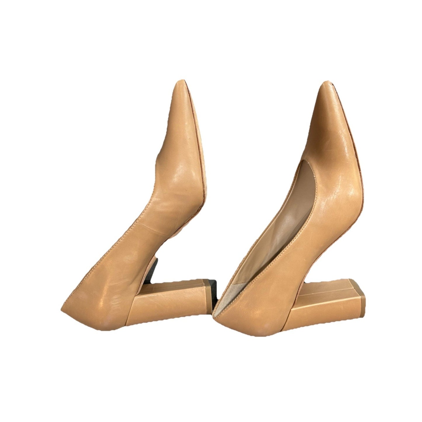 Antonio Melani Haynes Nude Leather Block Heels Size 7